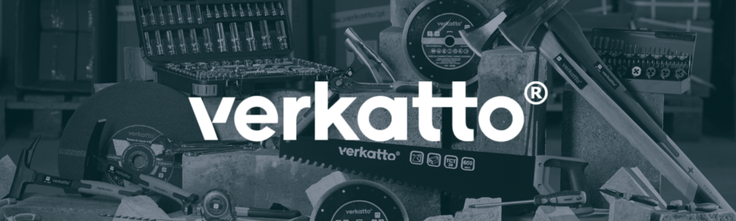 Logotyp Verkatto – polski producent narzędzi budowlanych, malarskich, wierteł, tarcz i artykułów BHP